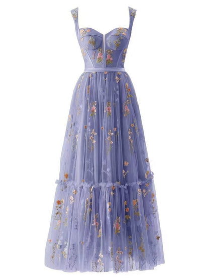 Purple Margot Floral Mesh Dress