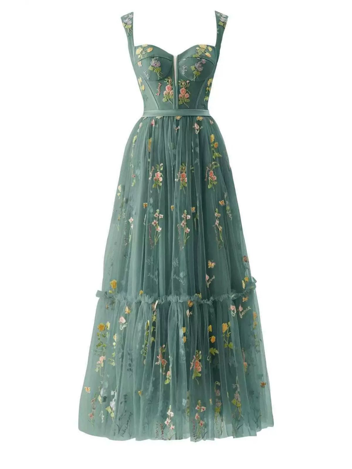 Yellow Margot Floral Mesh Dress