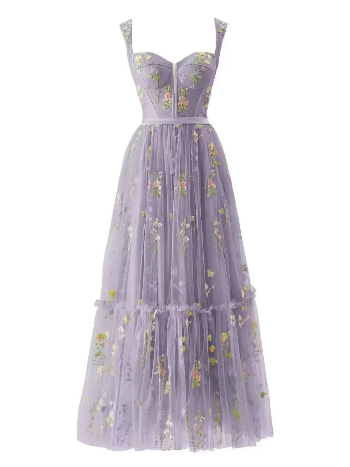 Pale Green Margot Floral Mesh Dress