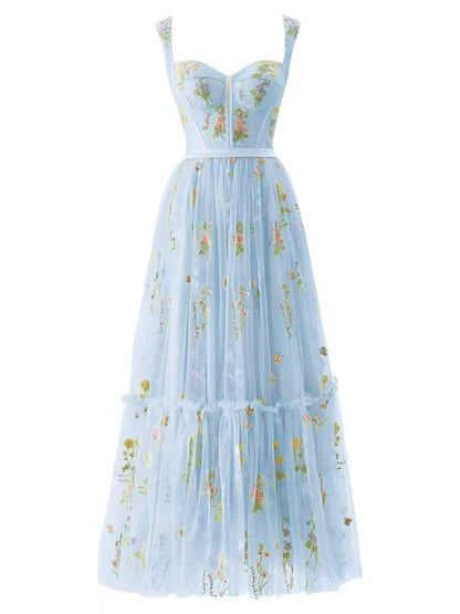 Pale Green Margot Floral Mesh Dress