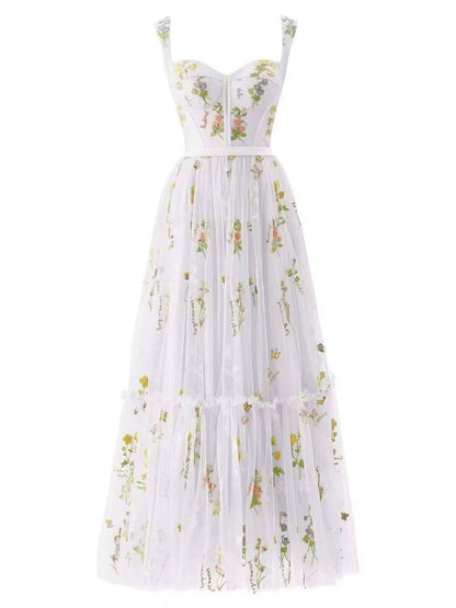 Pink Margot Floral Mesh Dress