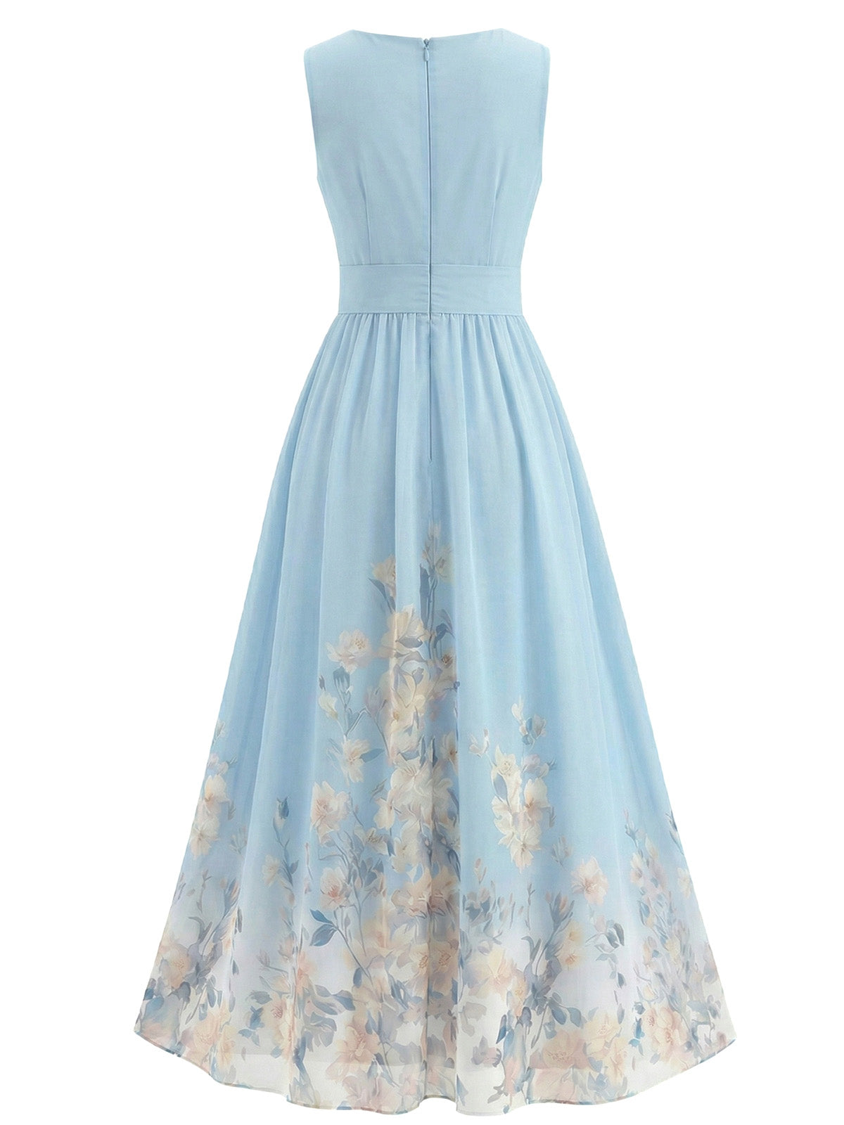 Blue Margot Floral Linen Midi Dress