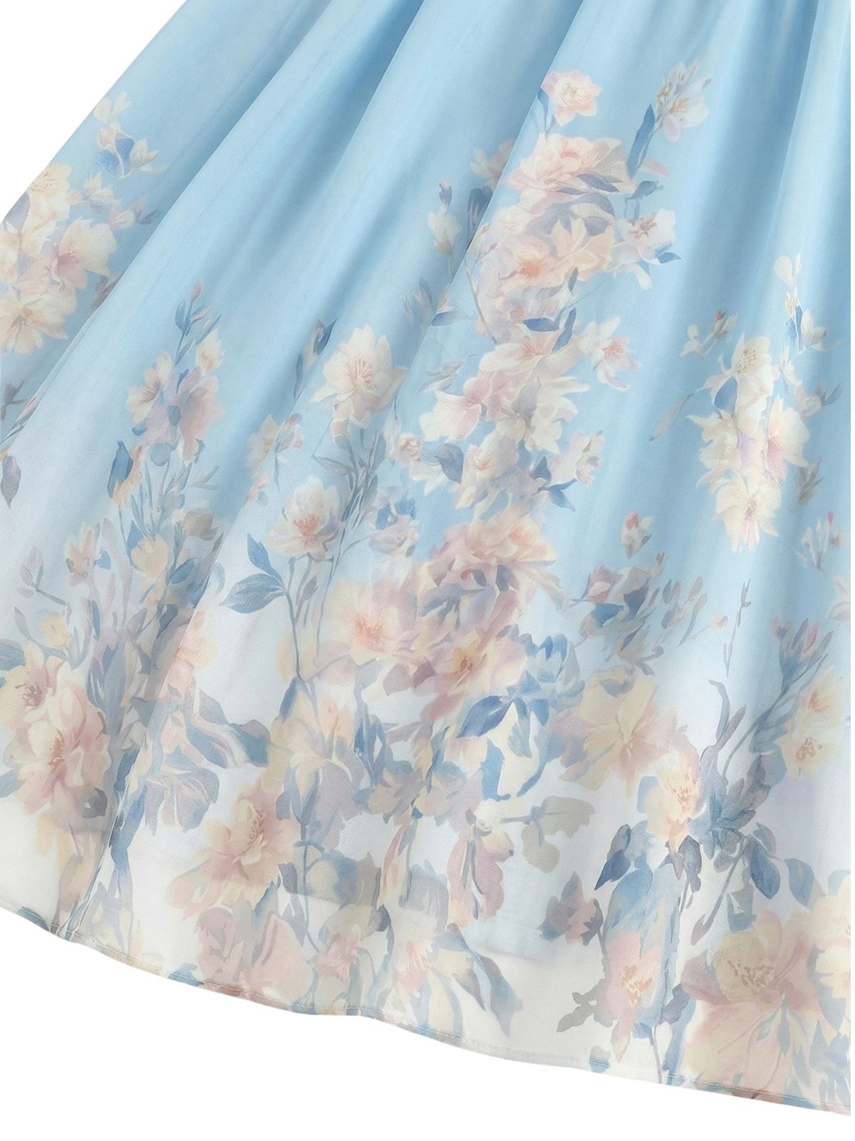 Blue Margot Floral Linen Midi Dress