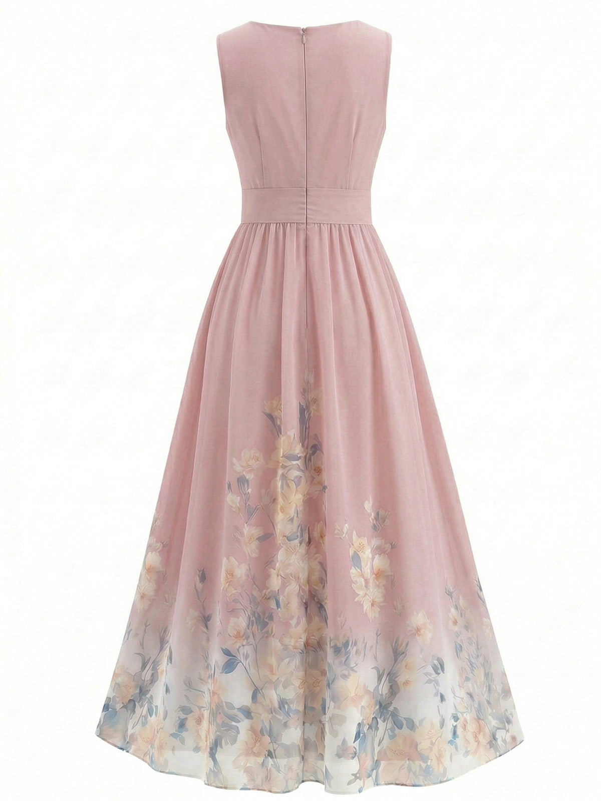 Blue Margot Floral Linen Midi Dress