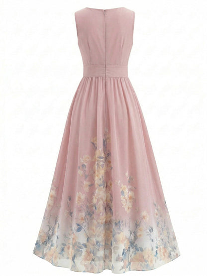 Blue Margot Floral Linen Midi Dress