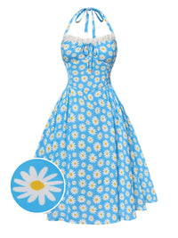 Sale] Blue 1950s Halter Lace Daisy Dress