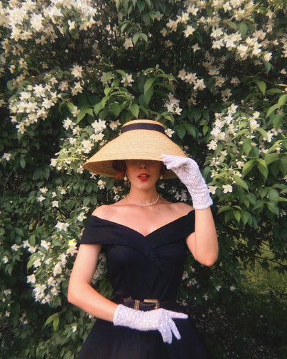 Sale] 1950s Off Shoulder Swing Dress Margot Mesh Ruffle Maxi Dress