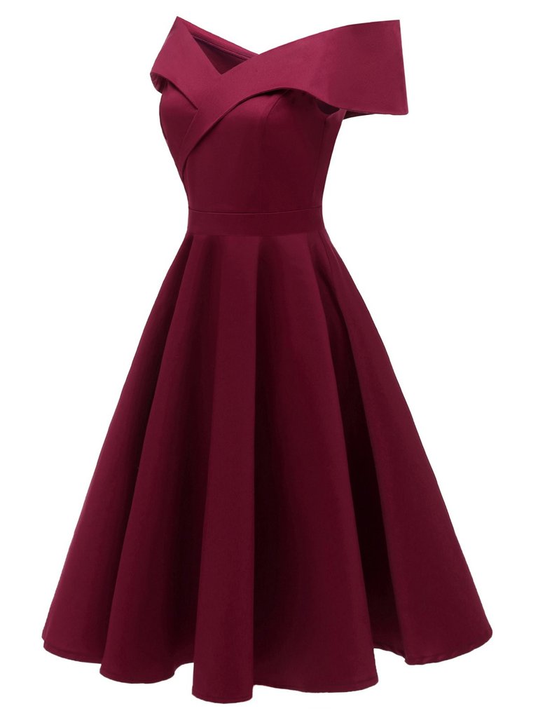 Sale] 1950s Off Shoulder Swing Dress Margot Mesh Ruffle Maxi Dress