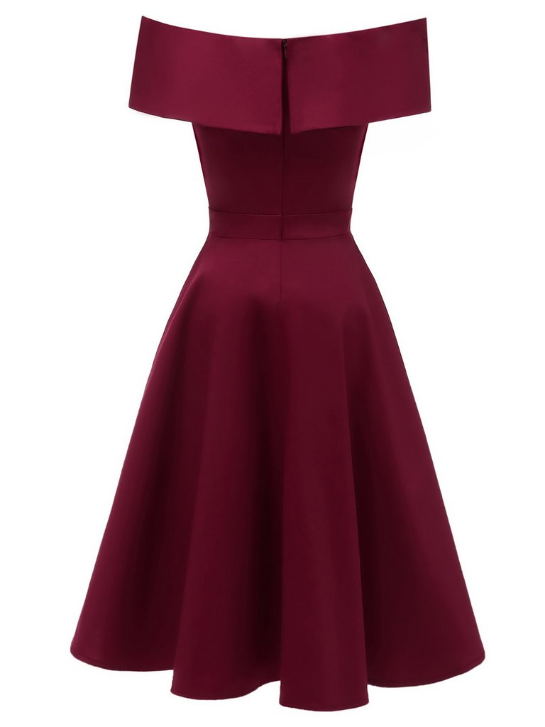 Sale] 1950s Off Shoulder Swing Dress Margot Mesh Ruffle Maxi Dress