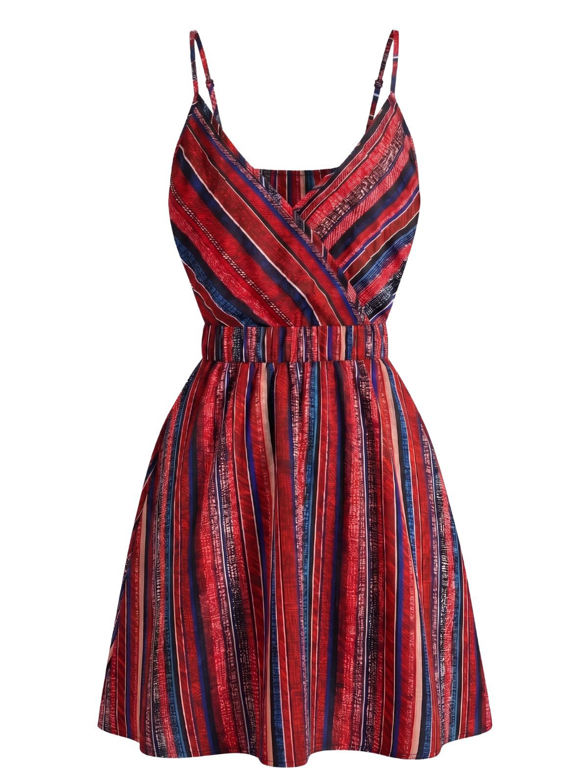 Neck Boho Style Striped Mini Dress 1970s V-Neck Boho Roses Tiered Dress - Ivory / S
