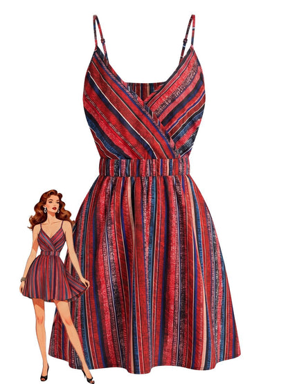 Neck Boho Style Striped Mini Dress 1970s V-Neck Boho Roses Tiered Dress - Ivory / S