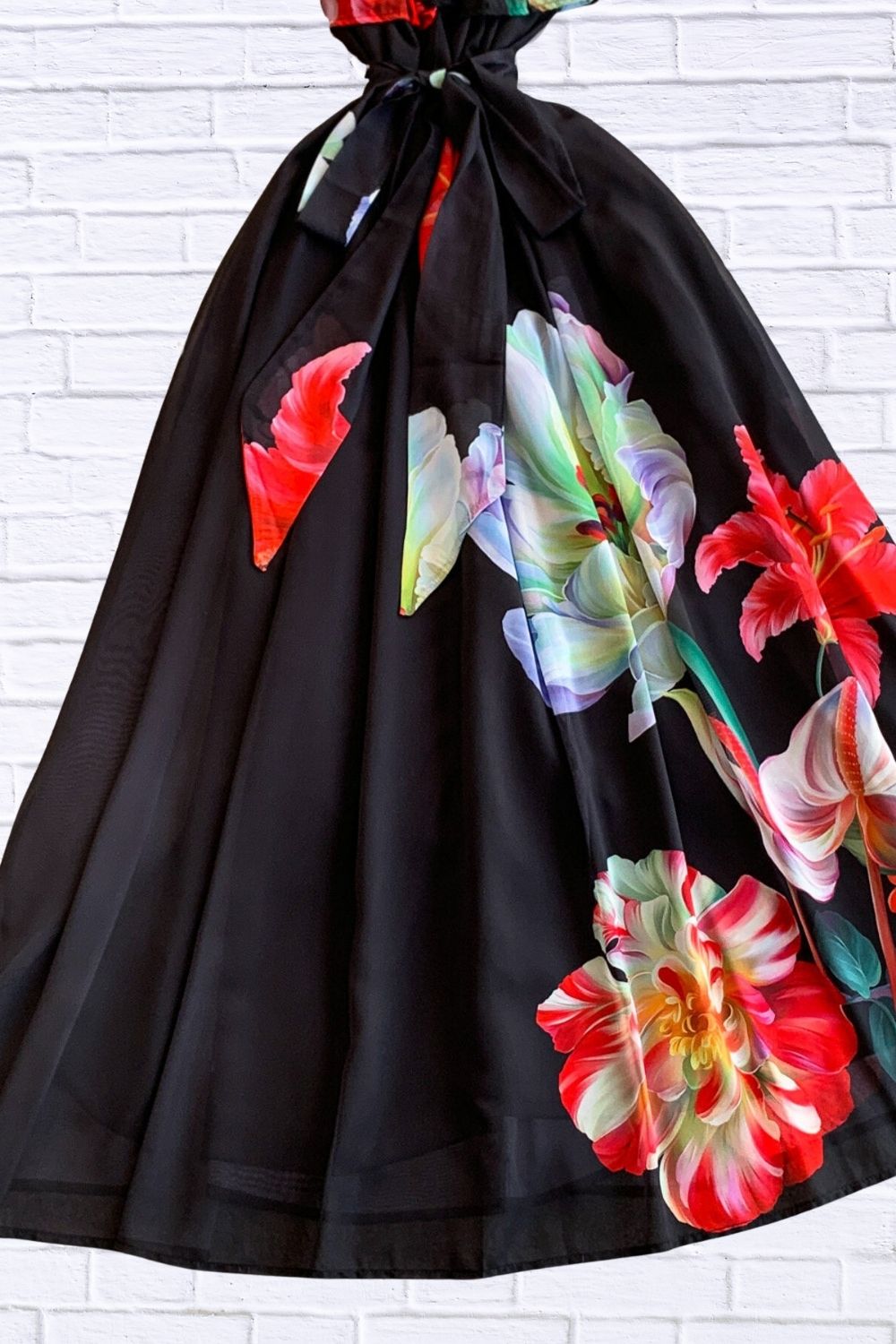 Black Violet Floral Off-Shoulder Dress