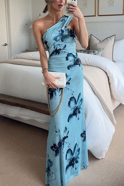Blue Margot Floral Bodycon Maxi Dress
