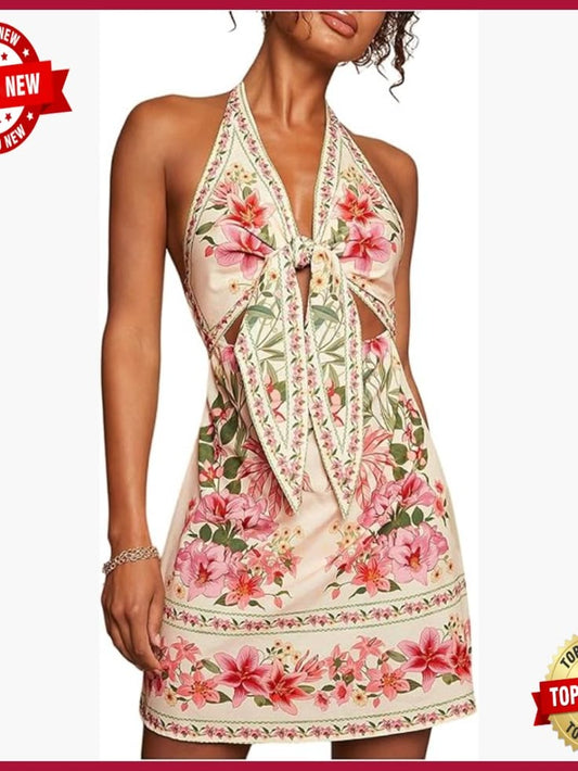 Arabella Floral Halter Mini Dress