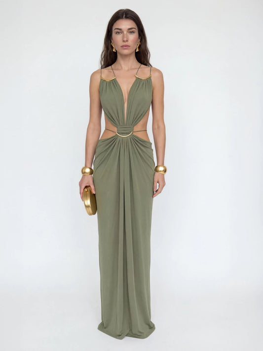 Green Axis Art Maxi Dress