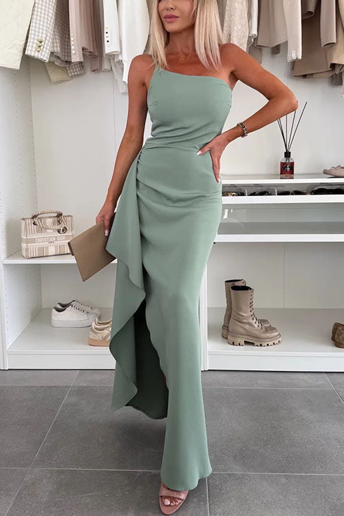 Green Vivienne Draped Maxi Dress