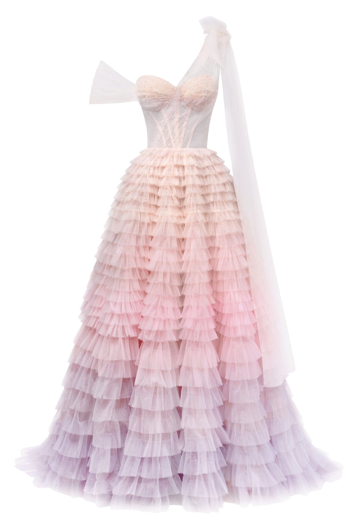 layered ombre maxi skirt Arabella Ombre Ruffle Ball Gown