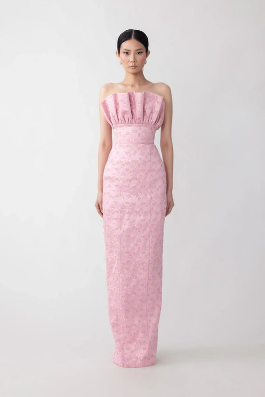Noah Jacquard Gown in Dynasty Pink