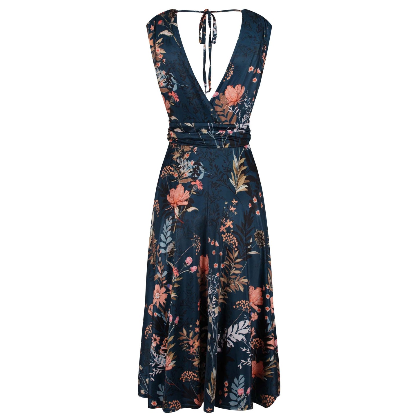 teal Margot Vintage Floral Midi Dress