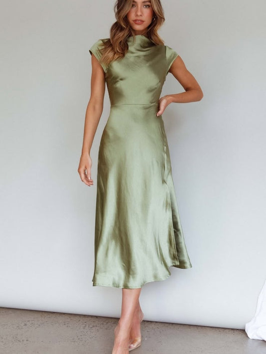 Lucinda Twist Back Midi Dress in Olive