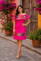 Valentina Embroidered Cotton Peasant Dress