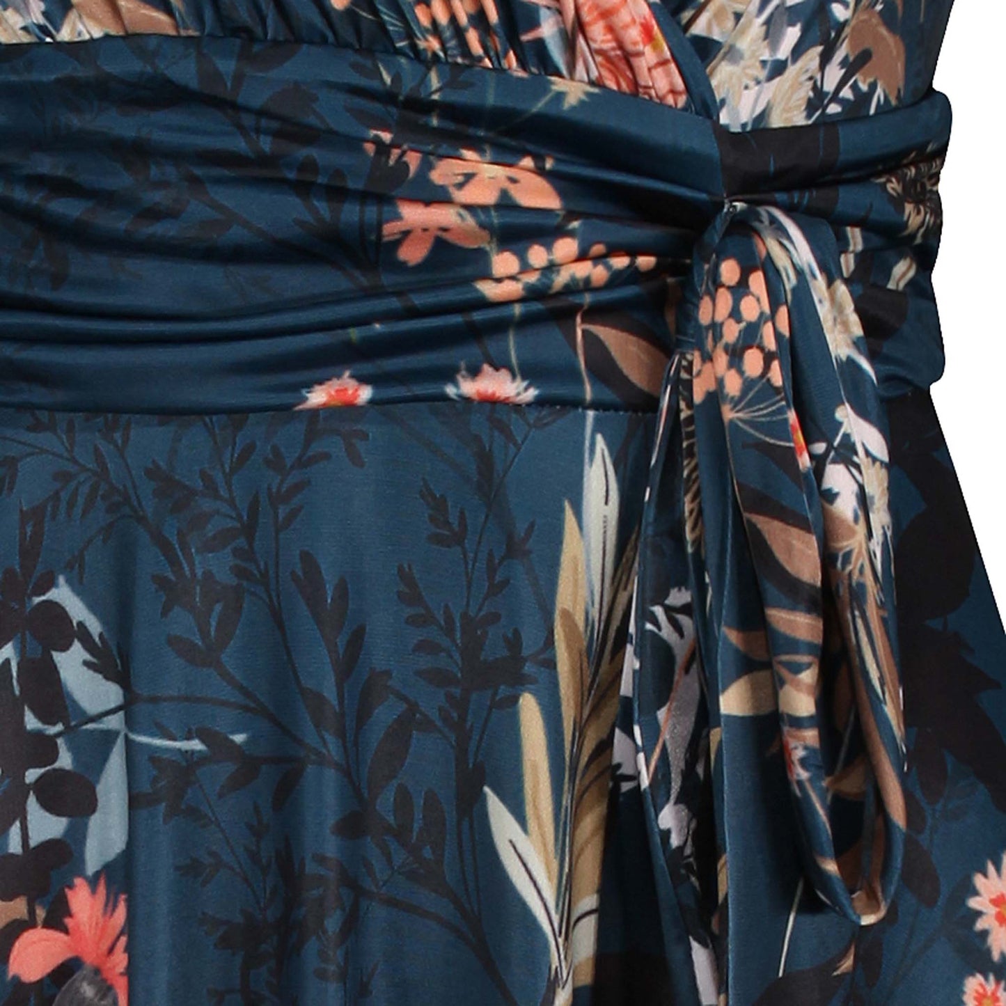 teal Margot Vintage Floral Midi Dress