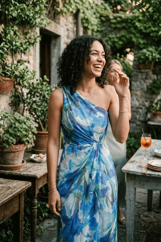 Adalyn One-Shoulder Crepe Dress