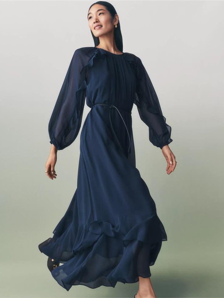 Margot Ruffle Chiffon Maxi Dress