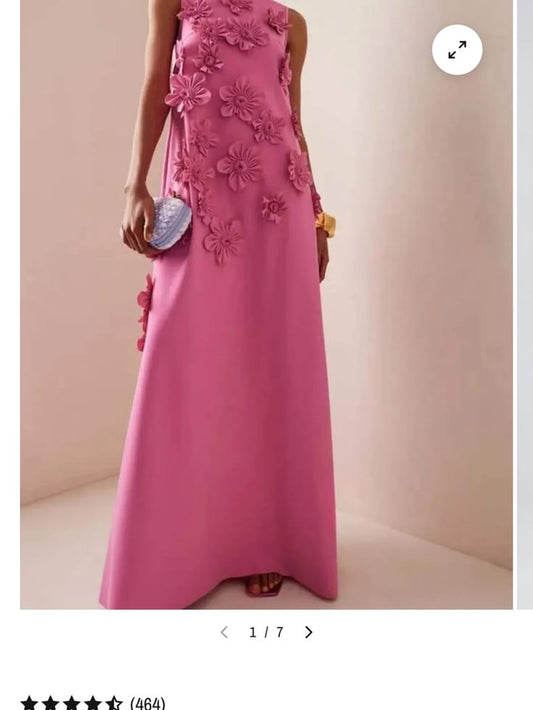 Pink Floral Appliqu Maxi Dress | Color: Pink | Size: L