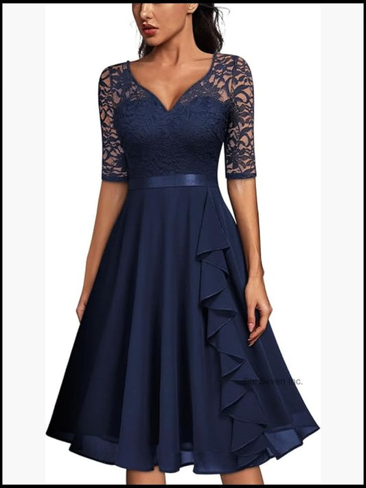 Margot Floral Lace Half-Sleeve Dress