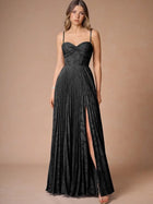 Akiko Pleated Maxi Dress in Black