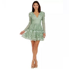 Kari Embroidered Fit & Flare Dress in Emerald