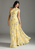 Margot A-Line One-Shoulder Chiffon Gown