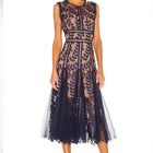 Saba Embroidered Mesh Midi Dress