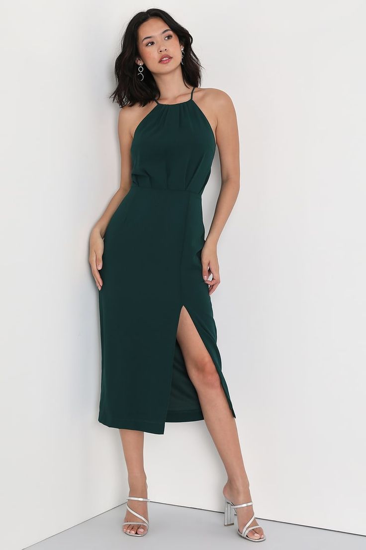 Arabella Emerald Sleeveless Midi Dress