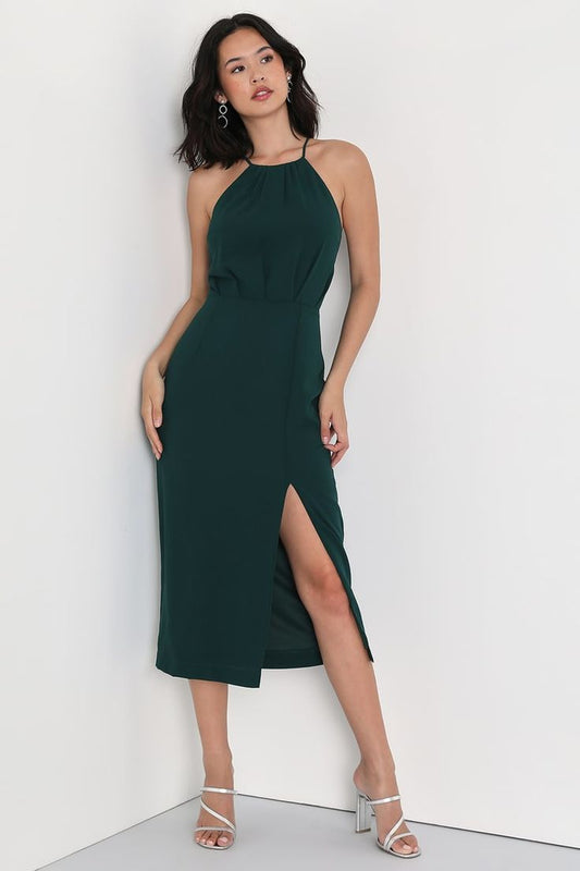 Arabella Emerald Sleeveless Midi Dress