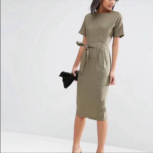 Isadora Linen Shift Dress in Sage