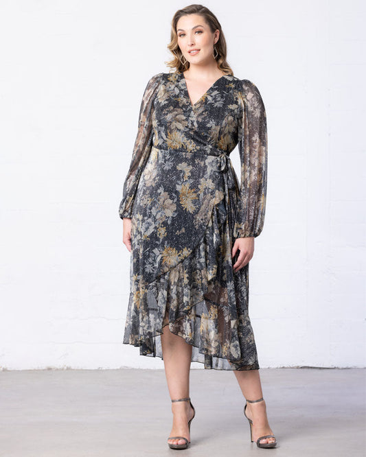 Gilded Florals Margot Metallic High-Low Cocktail Dress