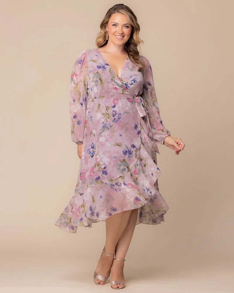 Gilded Florals Margot Metallic High-Low Cocktail Dress