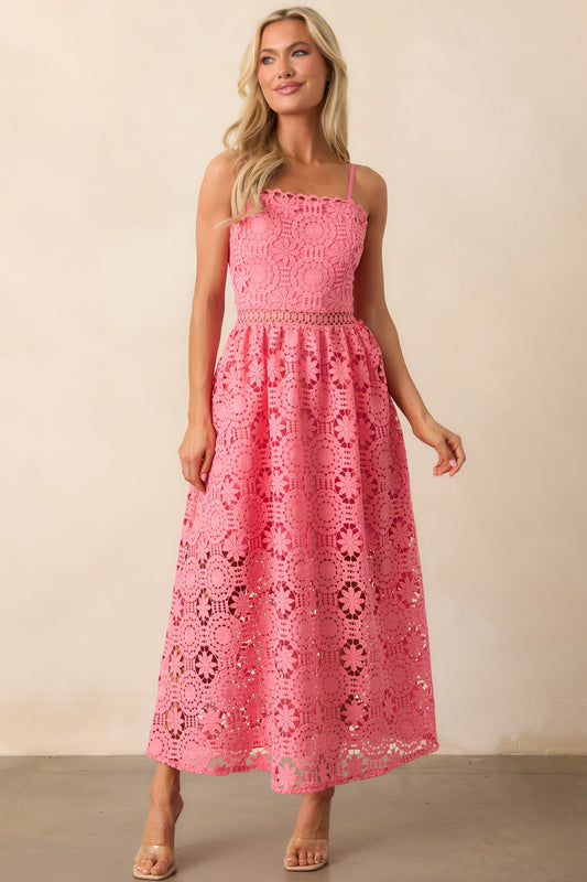 Coral Margot Coral Floral Embroidered Maxi Dress