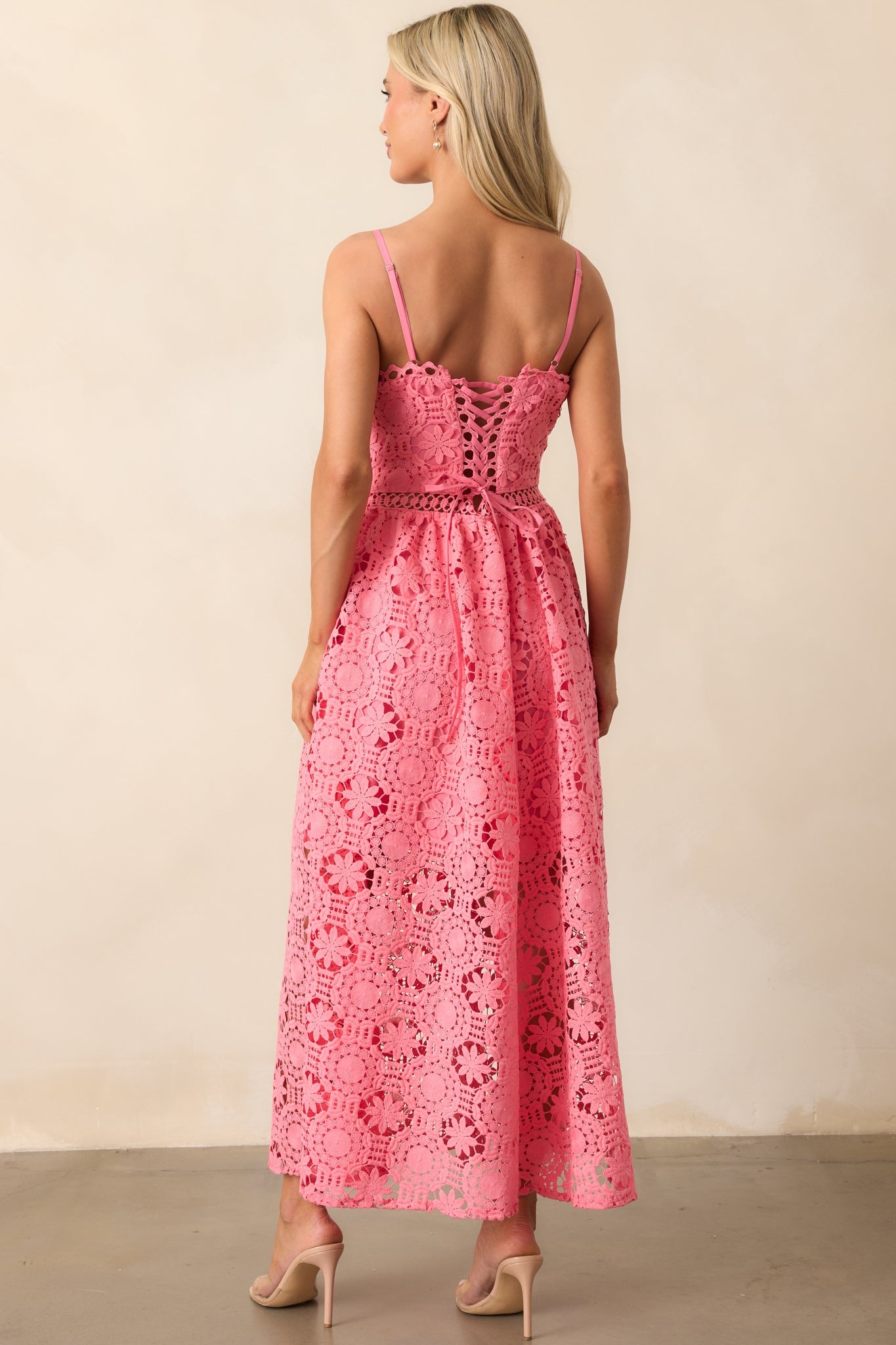 Coral Margot Coral Floral Embroidered Maxi Dress