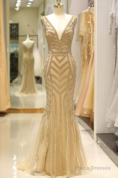 Aurelia Gold Beaded Mermaid Gown