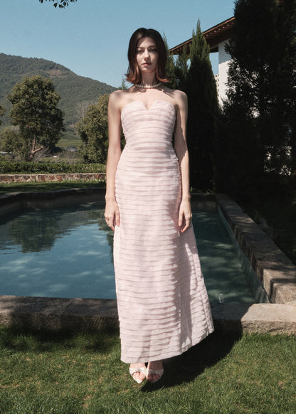 Gelato Afternoons Margot Strapless Maxi Dress in Blush