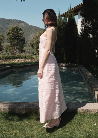 Gelato Afternoons Margot Strapless Maxi Dress in Blush