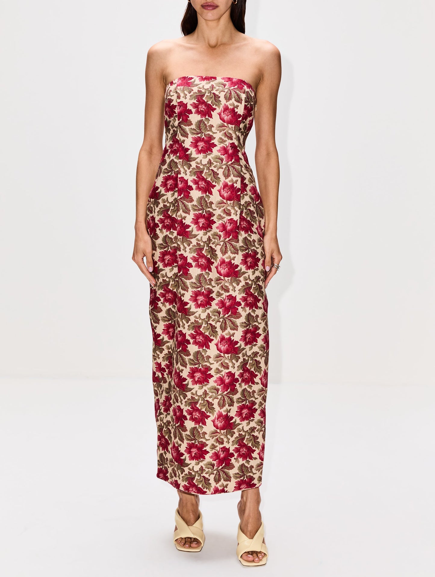 ROSE BUD Rosalie Strapless Silk Dress