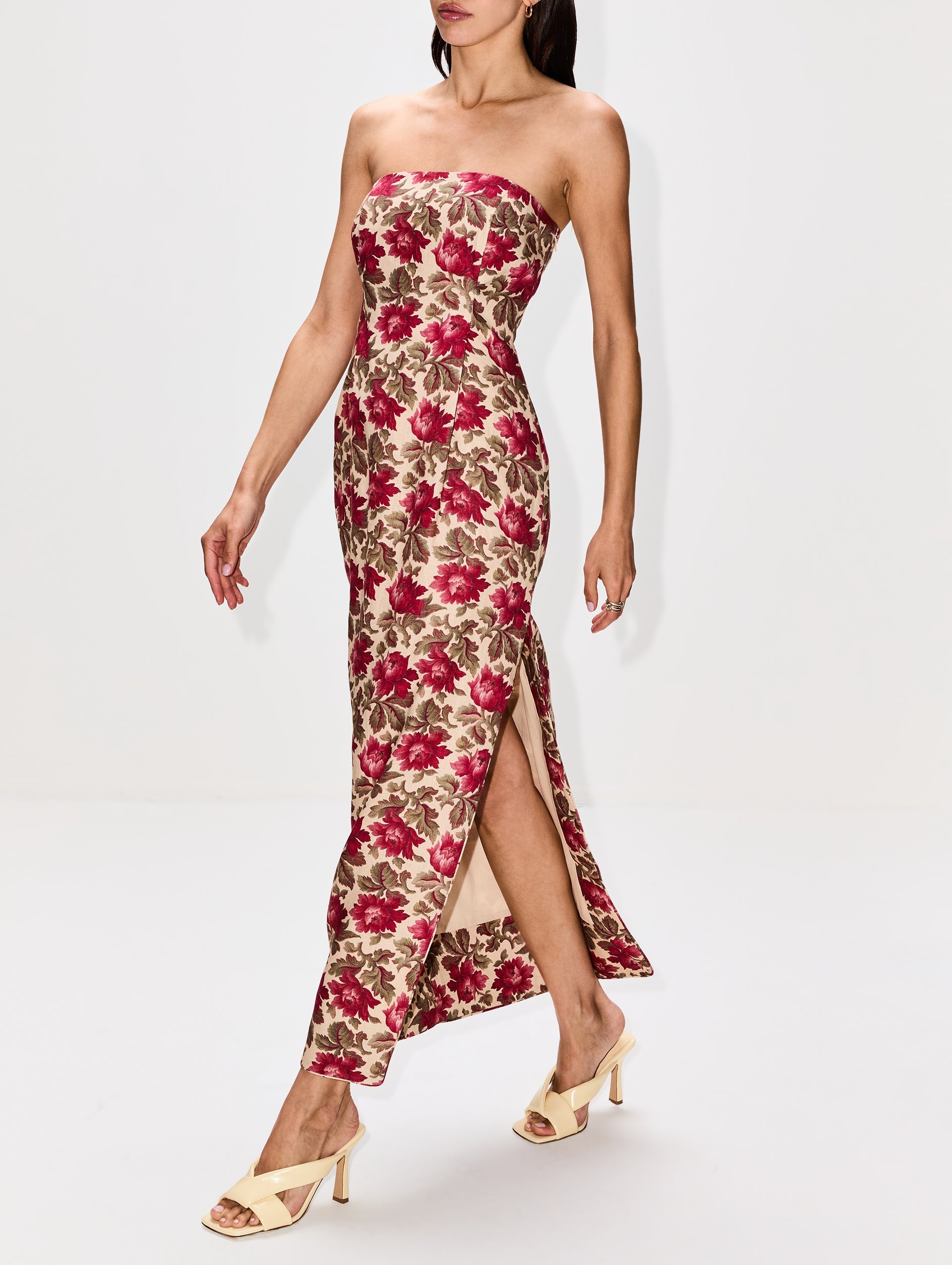 ROSE BUD Rosalie Strapless Silk Dress