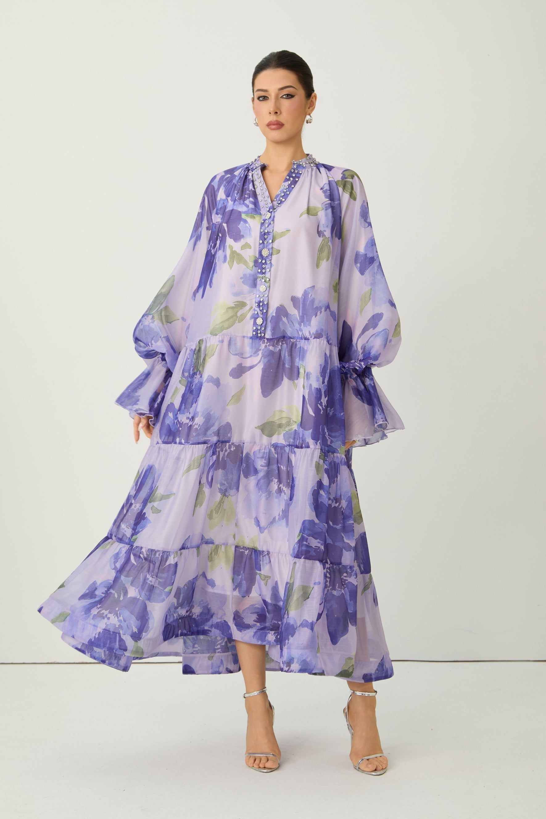 Purple Rowan Floral Tiered Maxi Dress