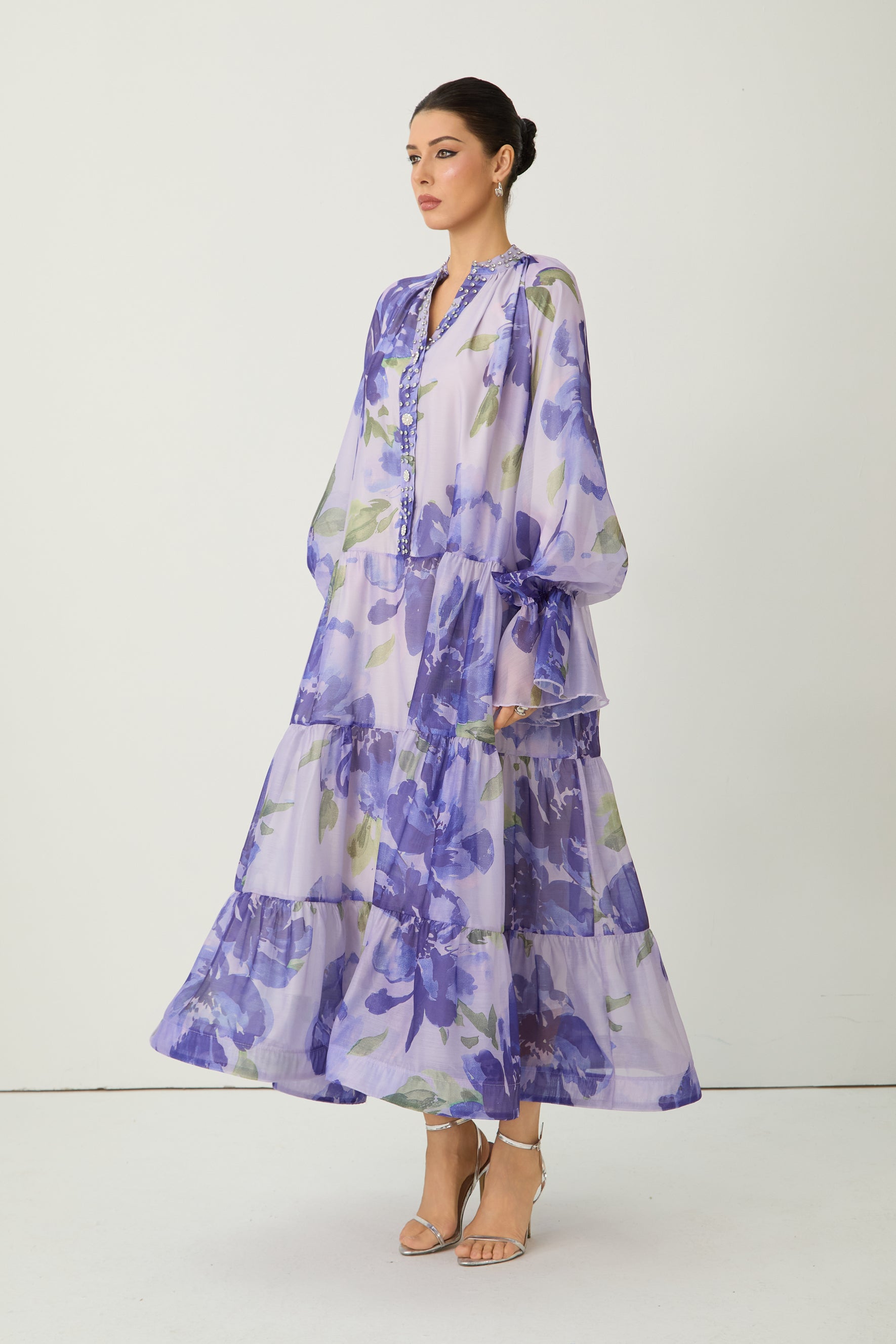 Purple Rowan Floral Tiered Maxi Dress