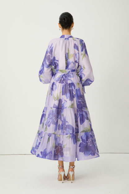 Purple Rowan Floral Tiered Maxi Dress