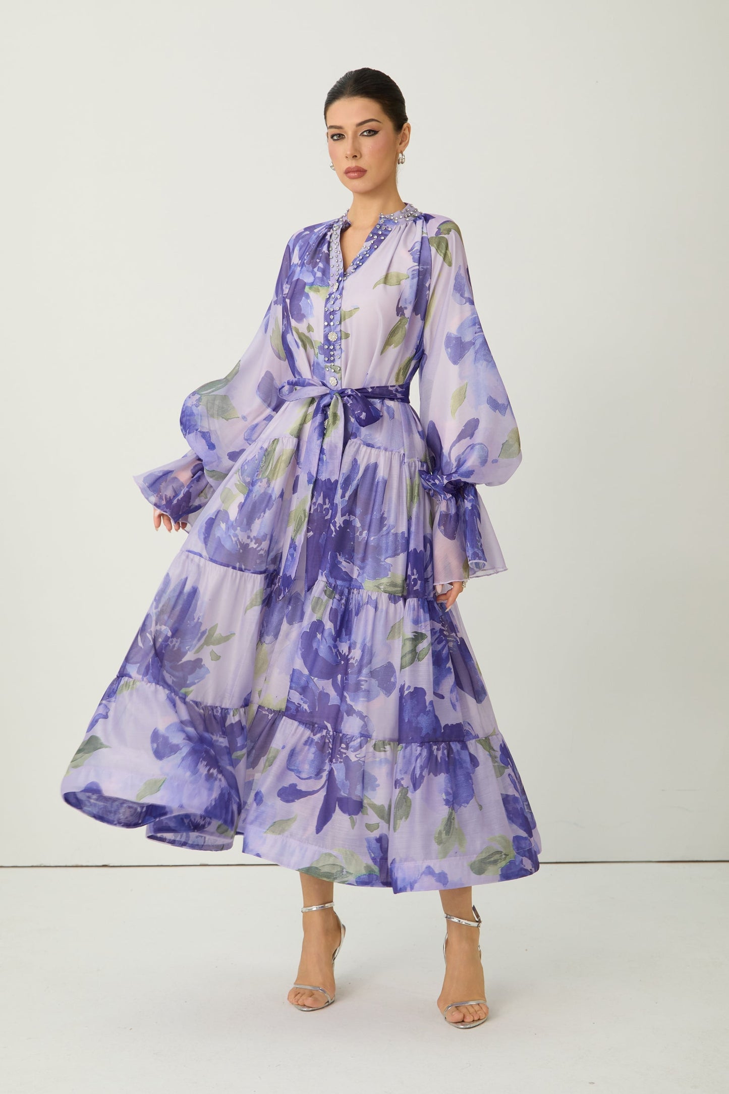 Purple Rowan Floral Tiered Maxi Dress